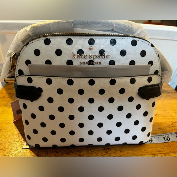 kate spade Handbags - NWT Kate Spade Staci Dot Dot Dot Cream Multi Crossbody Black Cream